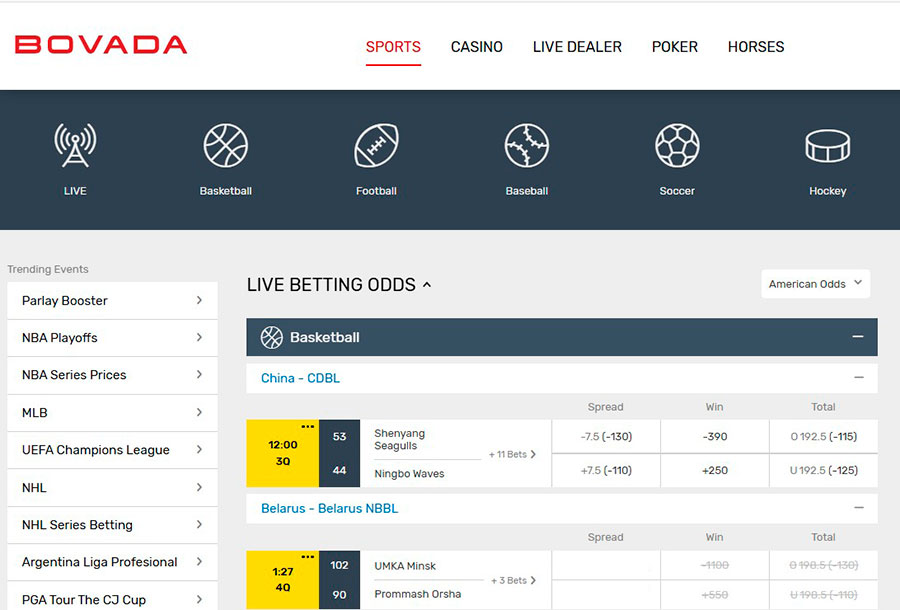 Bovada Sportsbook Live Betting