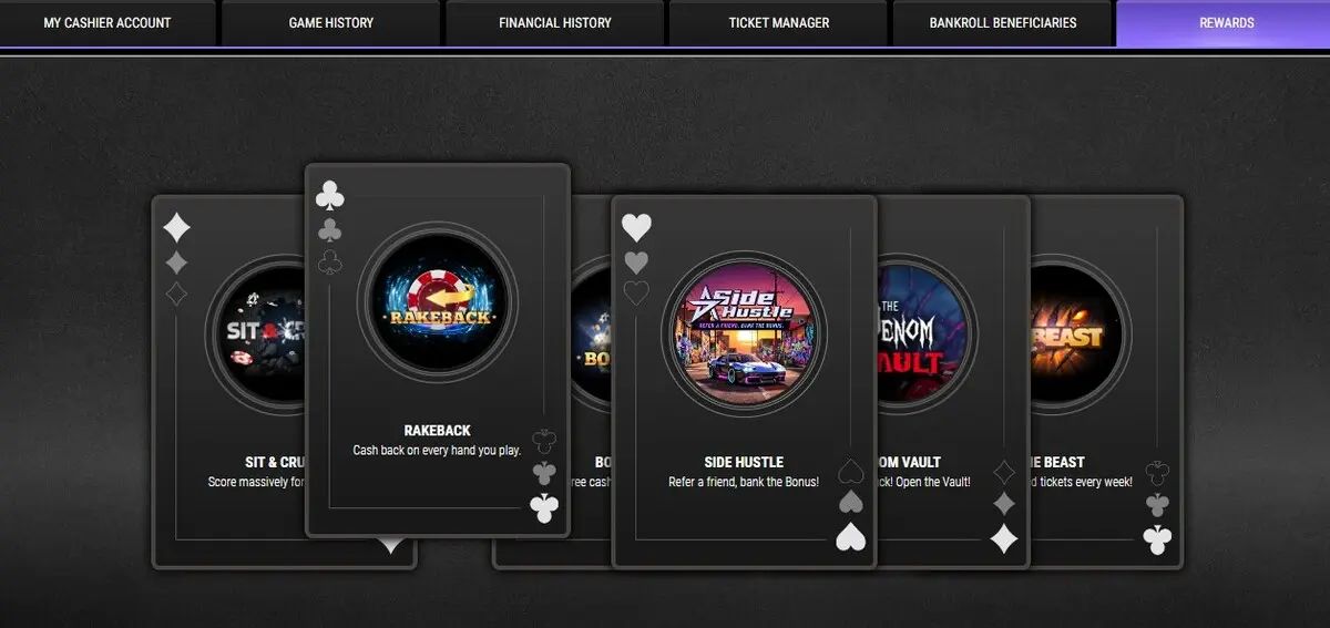 Pestaña Rewards de ACR Poker Pestaña Rewards de ACR Poker