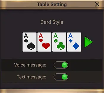 Upoker table settings