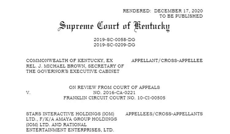 Kentucky Supreme Court fined PokerStars