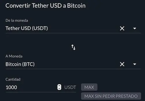 Convertir USDT a Bitcoin