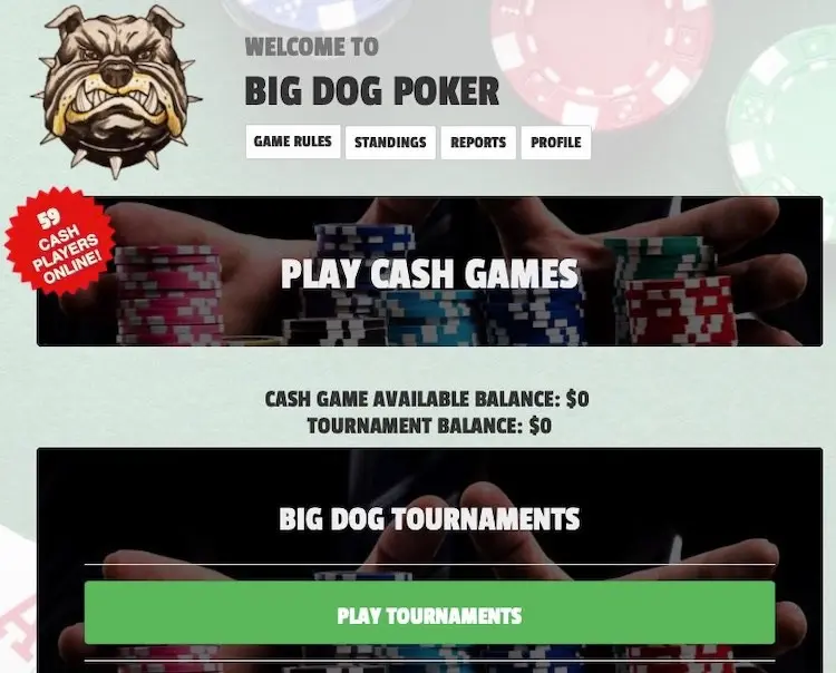 Big Dog Poker Lobby