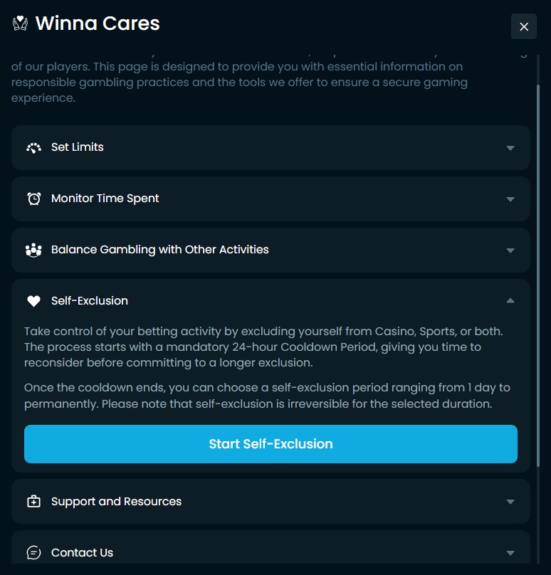 Wina Casino Self Exclusion