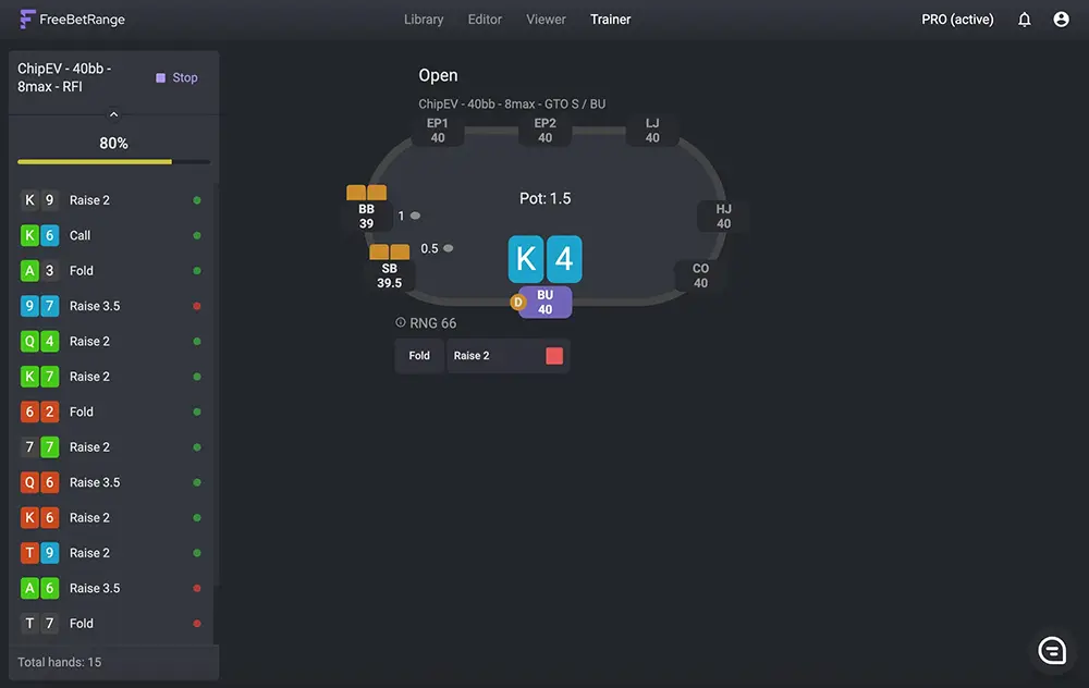 Free Bet Range Тренажер