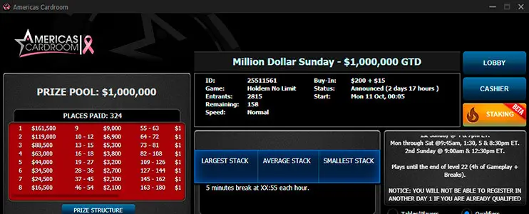 Million Dollar Sunday on ACR