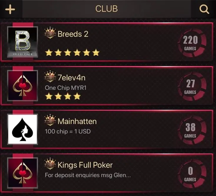 Upoker club list