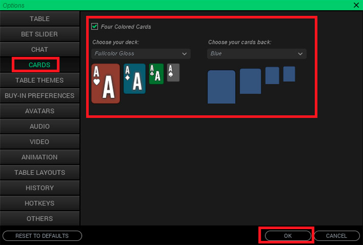 Pokerdom Layout настройка карт