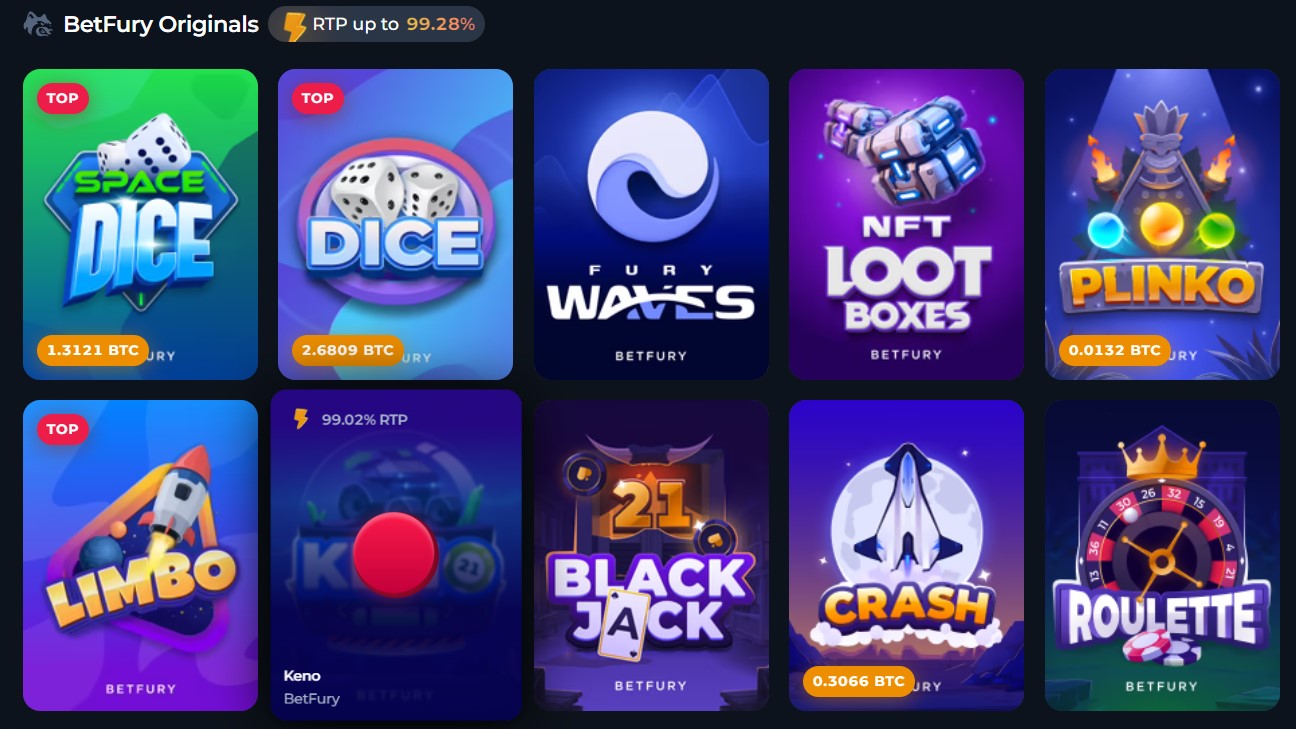 BetFury Casino Games