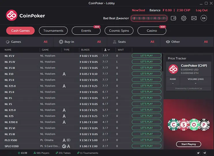 Coin Poker New 7 Max Lobby