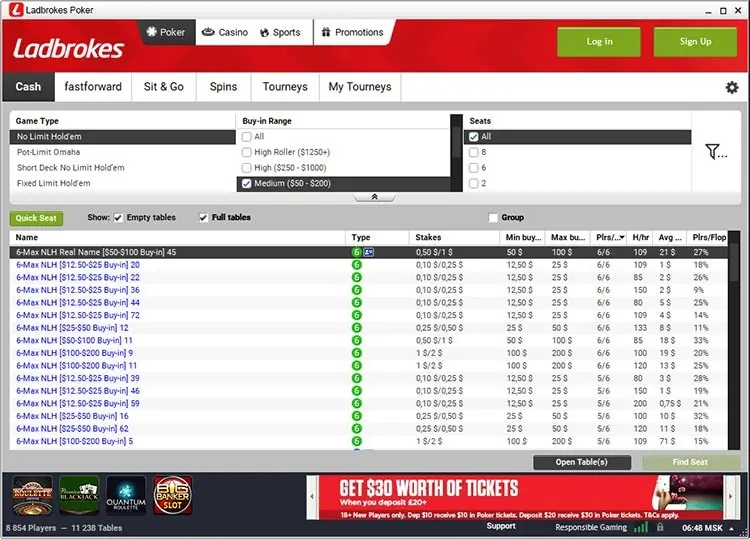 Cliente Ladbrokes Poker