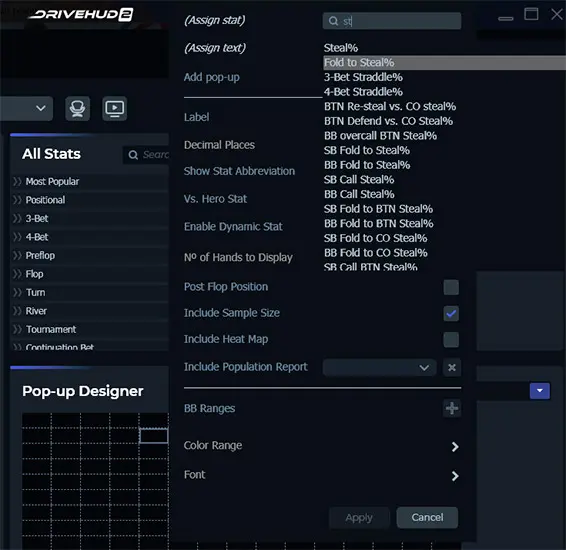 Choosing Stats for POP Ups Drive Hud 2 En