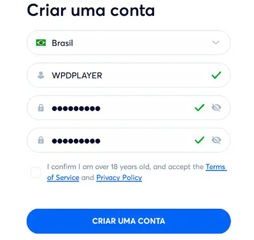 criar uma conta