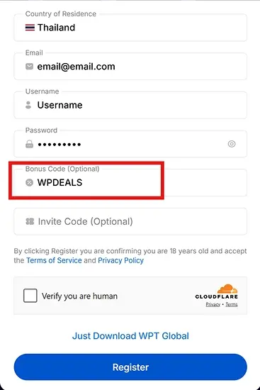Wpt Global Mobile Registration