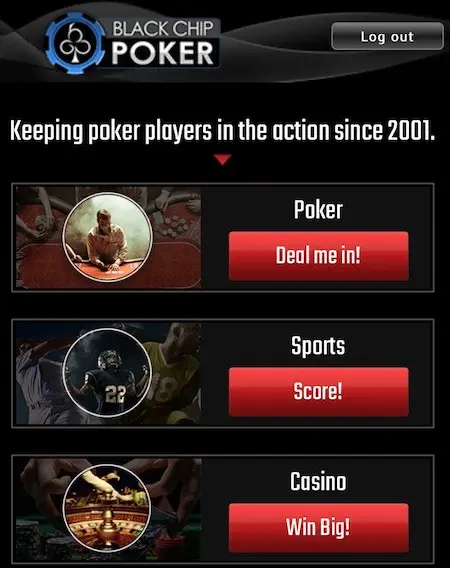 Black Chip Poker Mobile Lobby