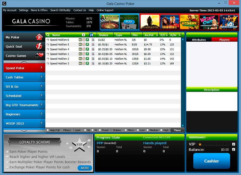 Gala Poker Speed Lobby En