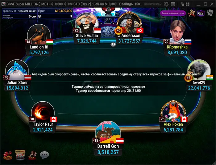 GGSF Super Millions фи�нальный стол
