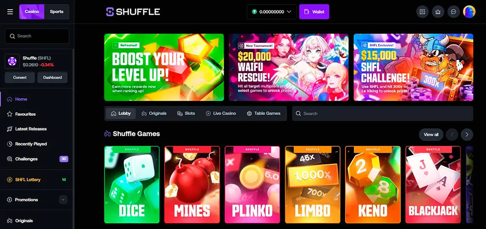 Shuffle Casino Usability and Interface