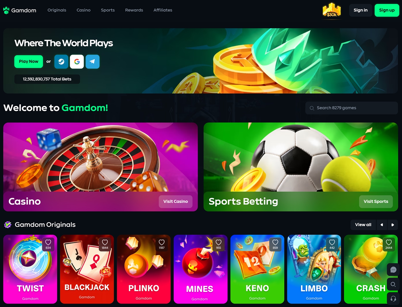 Gamdom Casino Website