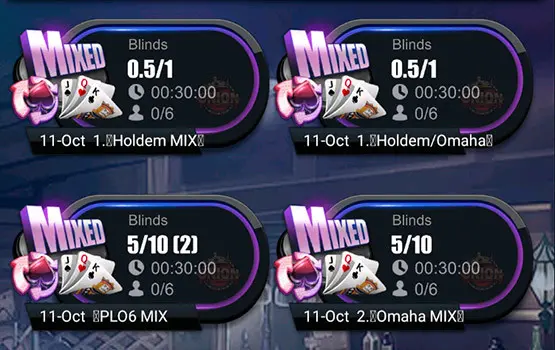 Лобби Микс-игр в PokerBros