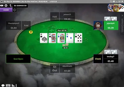 Betfair Poker Shortdeck Table Lat