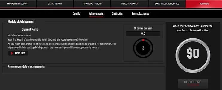 Royal Club PokerKing: Status Points Exchange