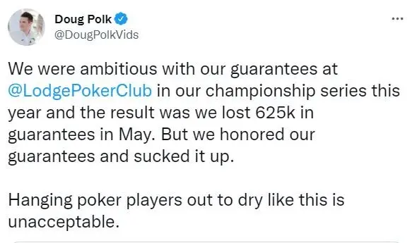 Doug Polk sharing his take about the incident on Twitter.