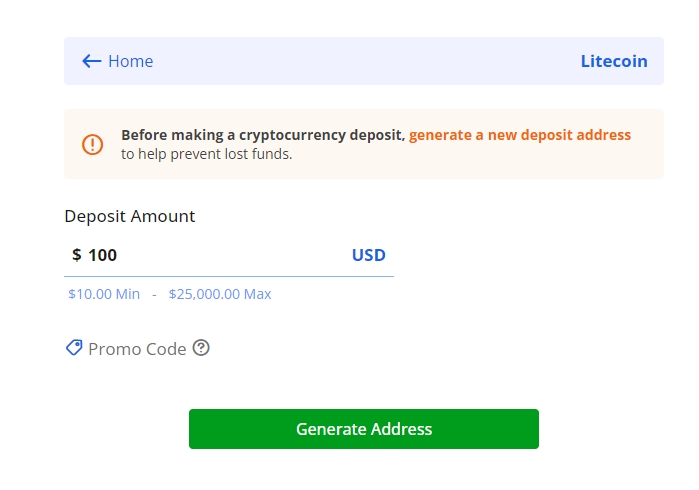 Acr Poker Deposit Enter Amount Confirm Generate Address