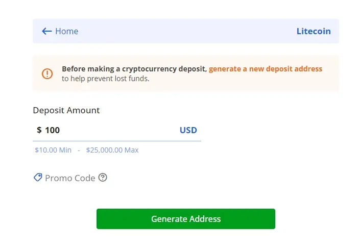 Acr Poker Deposit Enter Amount Confirm Generate Address
