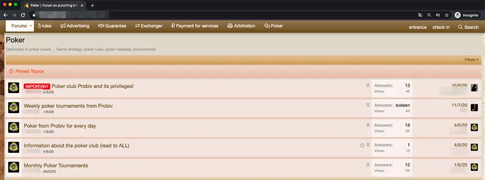 Online poker tournaments and cybercriminals forums