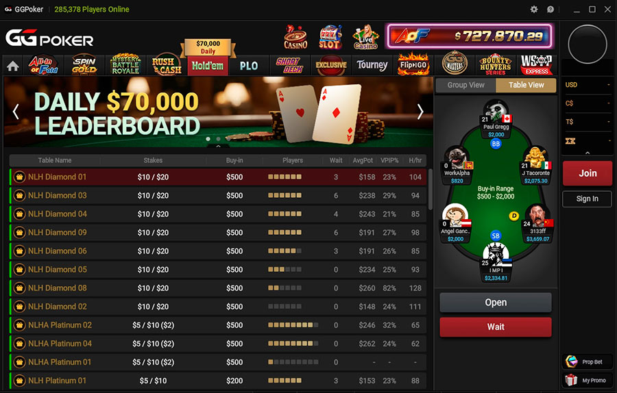 GGpoker Nlh Lobby