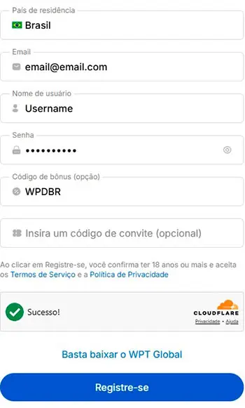 WPDBR Codigo Bonus WPT Global Mobile App