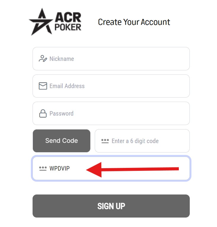 Acr Poker Signup Form With Referral Code Field