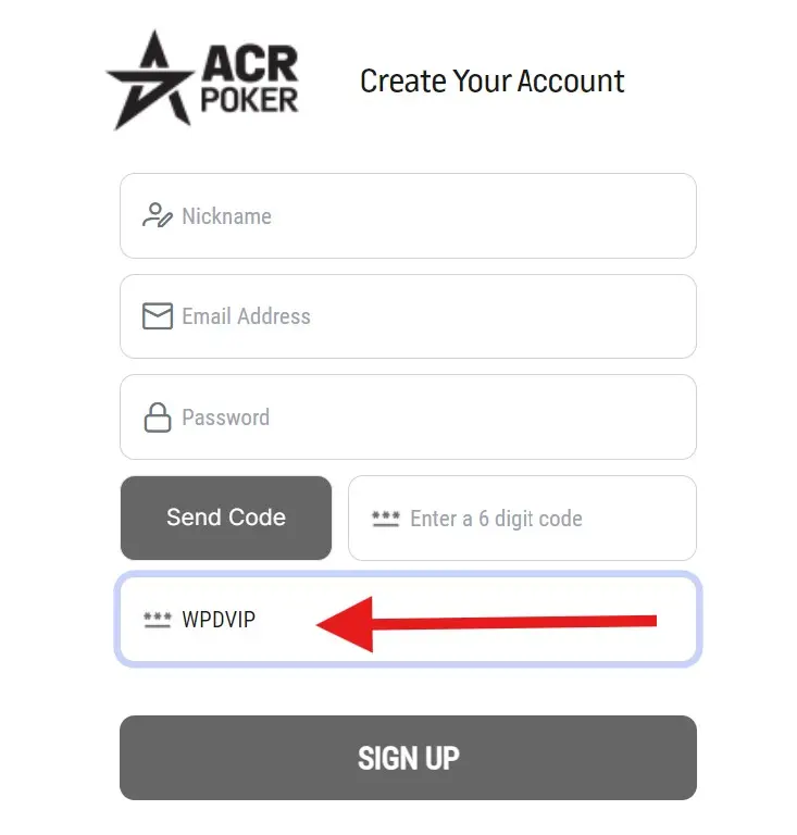 Acr Poker Signup Form With Referral Code Field