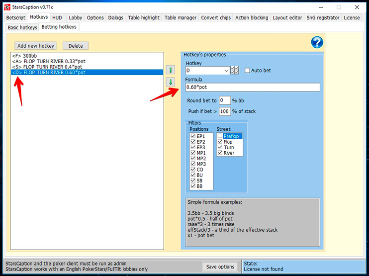 Stars Caption горячие клавиши ставок