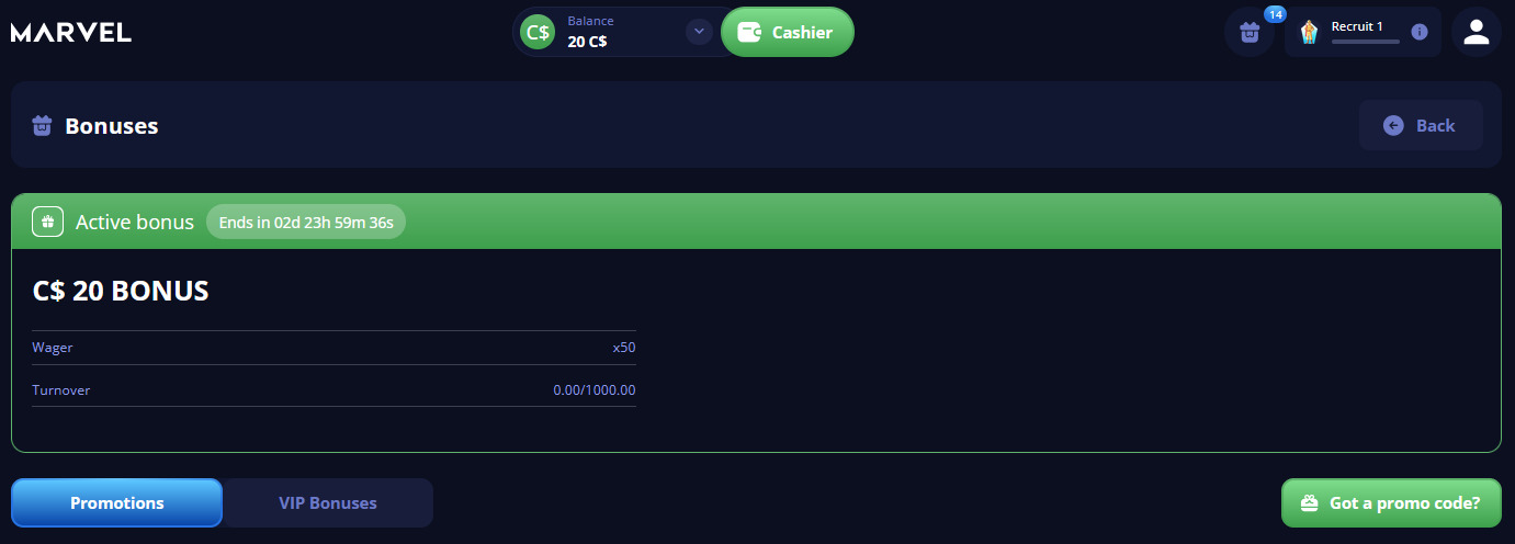 Marvel Casino No Deposit Bonus