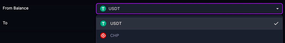 Balance currency selection