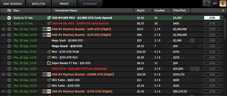 Winning Poker Network Tournaments Lobby