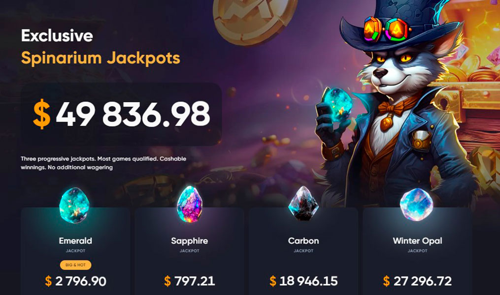 Spinarium Casino Exclusive Jackpots