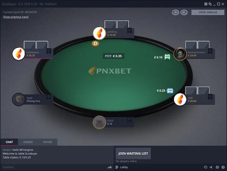 Pnxbet Poker Table