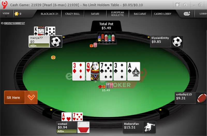 Evergame Poker 6 Max Holdem Table En