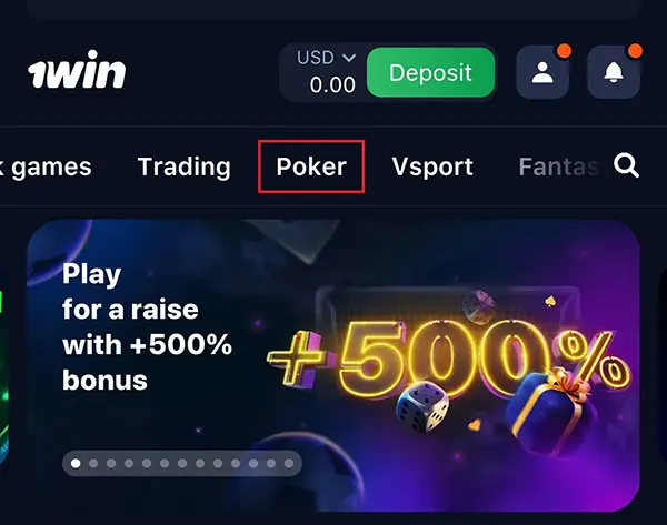 1win Poker мобильная версия сайта