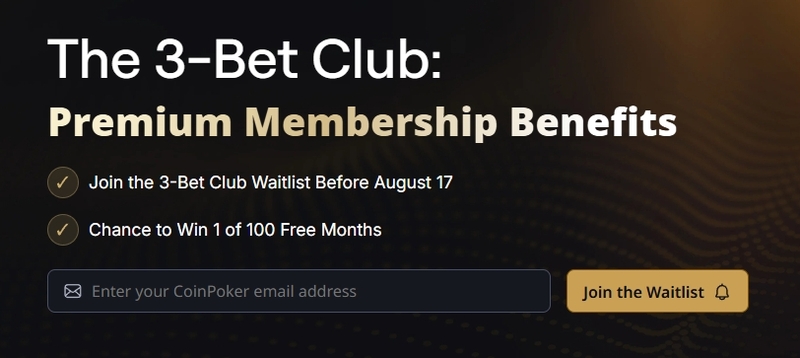 3 Bet Club Coinpoker: скидка на подписку
