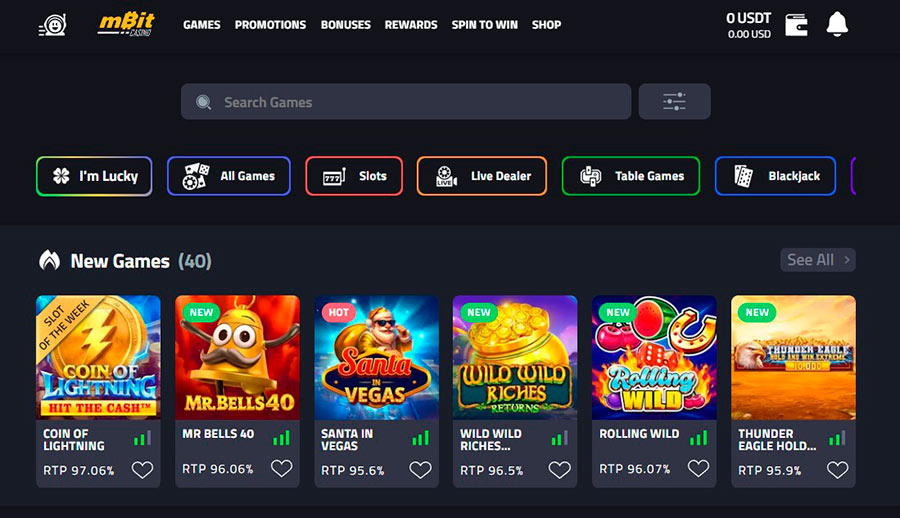 mBit Casino Usability and Interface