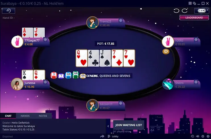 vbet poker cash game table